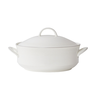 华光国瓷 纯白浮雕骨瓷餐具单品 中式简约白瓷碗盘碟勺 尔雅东方