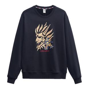 ONIARAI/鬼洗25秋季新品暗纹鬼头印绣花圆领卫衣男式休闲 B240150