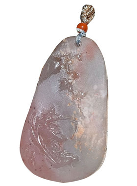 天然桂林鸡血玉原石山水俏色男女款平安牌子玉佩项链吊坠贵妃料