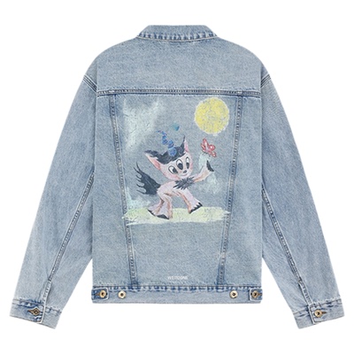 WE11DONE中性男女同款JEFF水钻样式印花牛仔夹克简约休闲