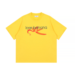 LOSTCTRL 香蕉水果磨损标语印花宽松圆领索罗娜速干凉感短袖T恤
