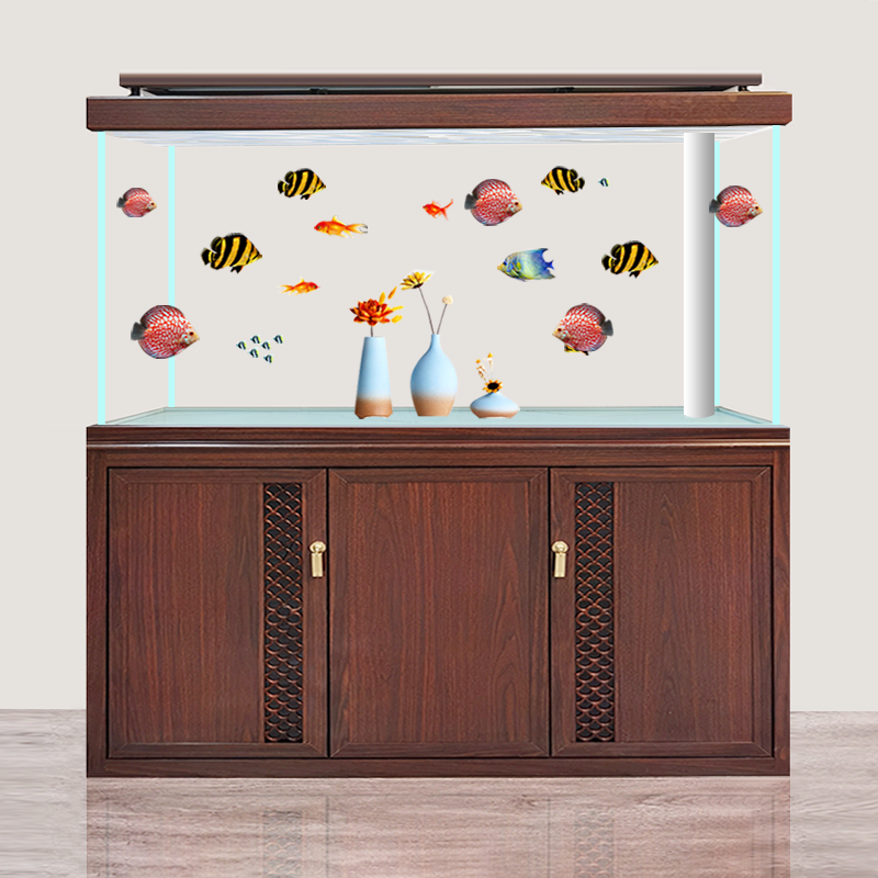 江彩鱼缸大型超白鱼缸客厅中式水族箱客厅屏风生态鱼缸龙鱼高端缸