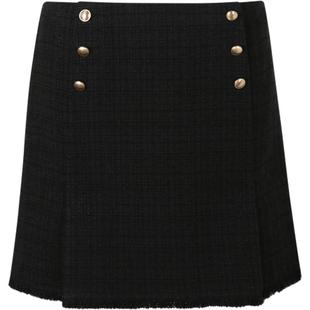 IIIVIVINIKO春夏新品复古粗花呢小A百褶半身短裙女M310705124A