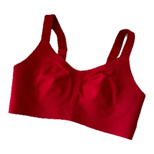 无痕超薄红色内衣女大胸显小提拉防下垂收副乳无钢圈本命年文胸罩