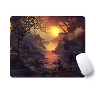 油画风小号鼠标垫ins加大加厚垫防滑桌垫耐脏耐磨风景桌面垫护腕