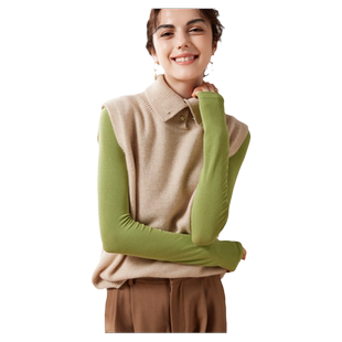 2025秋冬新款高领羊绒衫女100纯山羊绒带扣无袖针织马甲背心毛衣