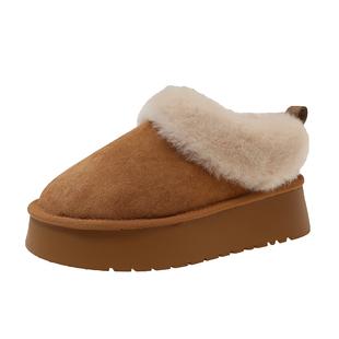 厚底皮毛一体保暖雪地靴子女鞋2025新款秋冬季加绒加厚毛毛鞋棉鞋