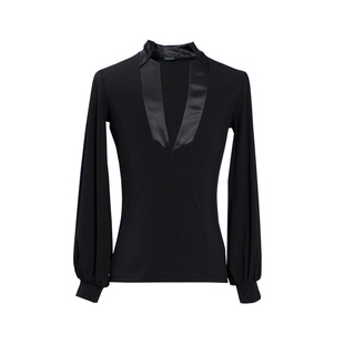 茜卡索 男童拉丁舞服秋冬长袖新款训练上衣男生灯笼袖练功服G5105