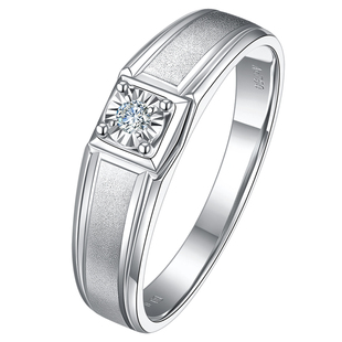 18K金钻石订婚结婚戒指10分单钻指环男款戒指男戒男士钻戒 珠宝戒