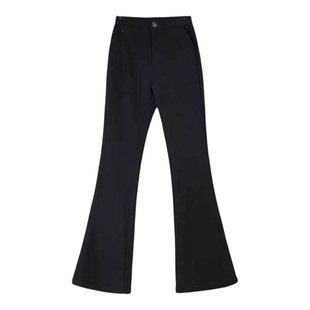 加绒微喇裤女冬季2025新款黑色加厚弹力高腰显瘦垂感西装喇叭裤子