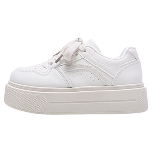 鲁鲁蛋 厚底板鞋女款2026新款春季小白鞋子女鞋百搭学生面包鞋潮