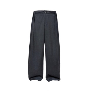 JCAESAR STRIPED PANTS 侧打褶条纹阔腿长裤 多道打褶 垂感西裤