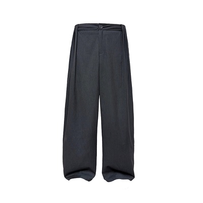 JCAESAR STRIPED PANTS 侧打褶条纹阔腿长裤 多道打褶 垂感西裤