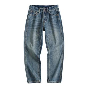 2026新款直筒牛仔裤男士宽松大码水洗复古阔腿裤美式潮牌休闲裤子