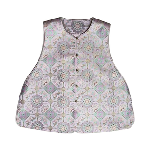 沁月新中式国风100%桑蚕丝宋锦粉色仙草A字版真丝马甲2026春新款