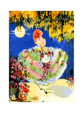 自油自画数字油画diy填色画画成人手工手绘涂色油彩画 月光花仙子