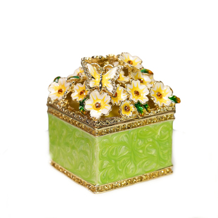 珐琅樱花首饰盒欧式节日礼物求婚戒指耳钉饰品收纳盒送女友闺蜜