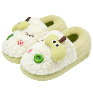 利达妮可爱棉拖鞋女款2026新款室内居家防滑毛毛绒包跟月子鞋女士