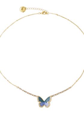 镀18K金珐琅蝴蝶项链小众
