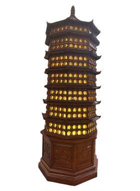 中式东阳木雕古建筑木塔千佛塔万佛塔寺庙佛堂供灯