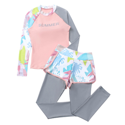 女童大码泳衣分体防晒速干潜水服