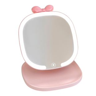 可爱蝴蝶结公主化妆镜LED带灯补光镜子折叠便携梳妆镜桌面美妆镜