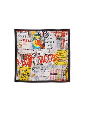 【双11折扣】MARC JACOBS/莫杰 MJ 桑蚕丝多种色彩画报设计丝巾
