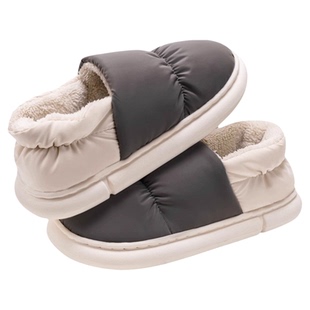 男士棉拖鞋抗菌冬季包跟居家居室内保暖防水大码毛棉鞋女款秋冬天