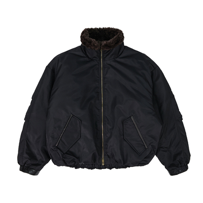 HOMME DE MODE冬季羊羔毛羽绒夹克90白鸭绒立领老钱风羽绒服外套