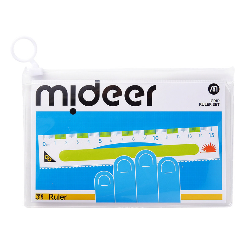 mideer弥鹿防滑透明尺子套装直尺小学生专用多功能画图几何绘图初中生一二年级套装15cm软尺高颜值