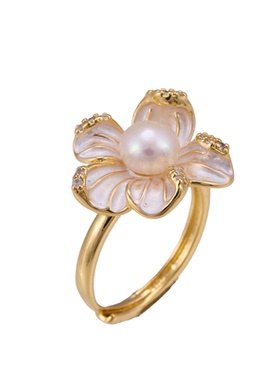 S925银针法式滴油海棠花戒指气质