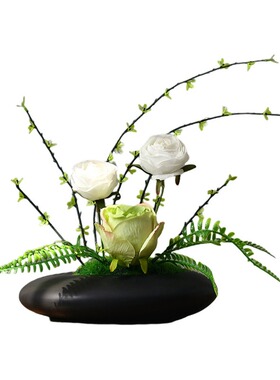 新中式禅意仿真花假花摆件