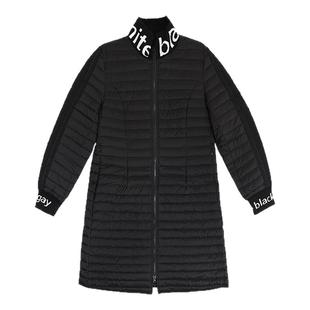 纳帕佳长款长袖羽绒服保暖外套秋季女式黑色个性休闲设计感上衣
