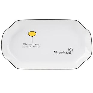 北欧风鱼盘子家用清蒸鱼网红新款陶瓷碟子菜盘大号鱼盘陶瓷鱼盘子