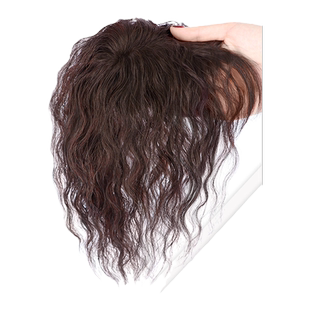 假发片头顶补发块小卷发短发真发遮白发轻薄蓬松玉米须刘海假发女