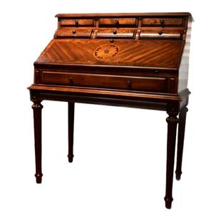 美式实木秘书柜卧室梳妆台电脑桌书桌一体复古翻盖秘书桌化妆桌