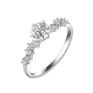 正品莫桑石钻戒女纯银情侣对戒1克拉一对仿真钻求婚结婚戒指礼物