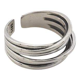 srrmhyn多层交叉缠绕戒指女小众设计感时尚素圈开口指环S925镀银