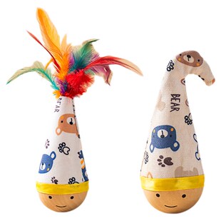 猫咪不倒翁猫玩具自嗨解闷神器消耗体力羽毛逗猫棒球小猫必备用品