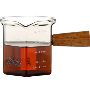 Bincoo咖啡杯玻璃带刻度意式浓缩咖啡萃取量杯木柄奶盅奶罐盎司杯