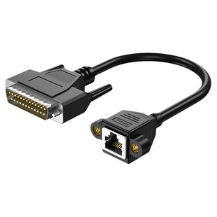 DB25公母转RJ45网口数据延长线带螺母固定25针转网络交换机连接线