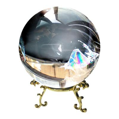 阿塞天然白水晶球彩虹蓝针摆件