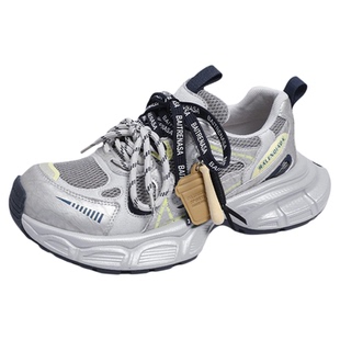 双鞋带厚底老爹鞋女款真皮网面鞋2026巨好看不累脚的鞋子运动休闲