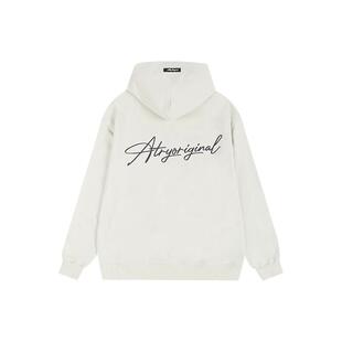 ATRY花体刺绣连帽卫衣外套男秋季潮牌美式宽松休闲重磅拉链帽衫女