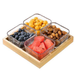 冬天围炉煮茶托盘火锅果盘餐摆盘四宫格竹盒六宫格干果盒工具配件