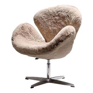 法式梳妆台化妆凳女生卧室旋转单人小沙发轻奢高级感粉色天鹅椅子