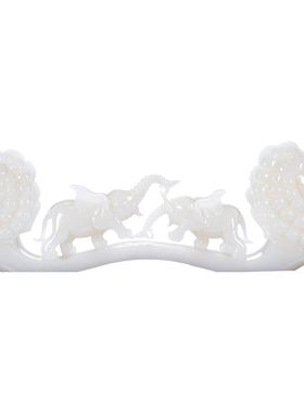 石诚记中式玉石大象如意摆件客厅