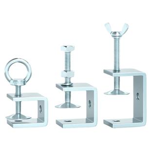 铁镀锌老虎夹子管卡方形u型c型固定夹具夹紧器手拧吊环紧固夹卡子