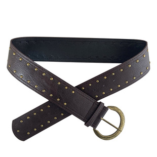 铆钉宽边腰带女款2025新款 配裙子高级感百搭装饰配饰y2k复古皮带