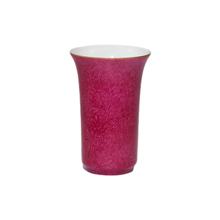 渌水山房 台湾隐樵山房 胭脂水釉耙花金口握杯 单色釉仿古瓷器